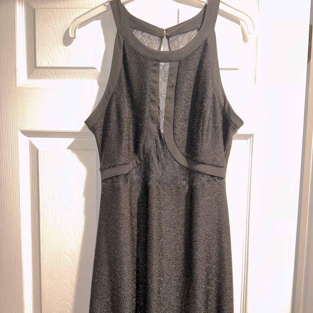 BCBG Crew Neck Lace Inset Maxi Dress - Picture 13 of 13